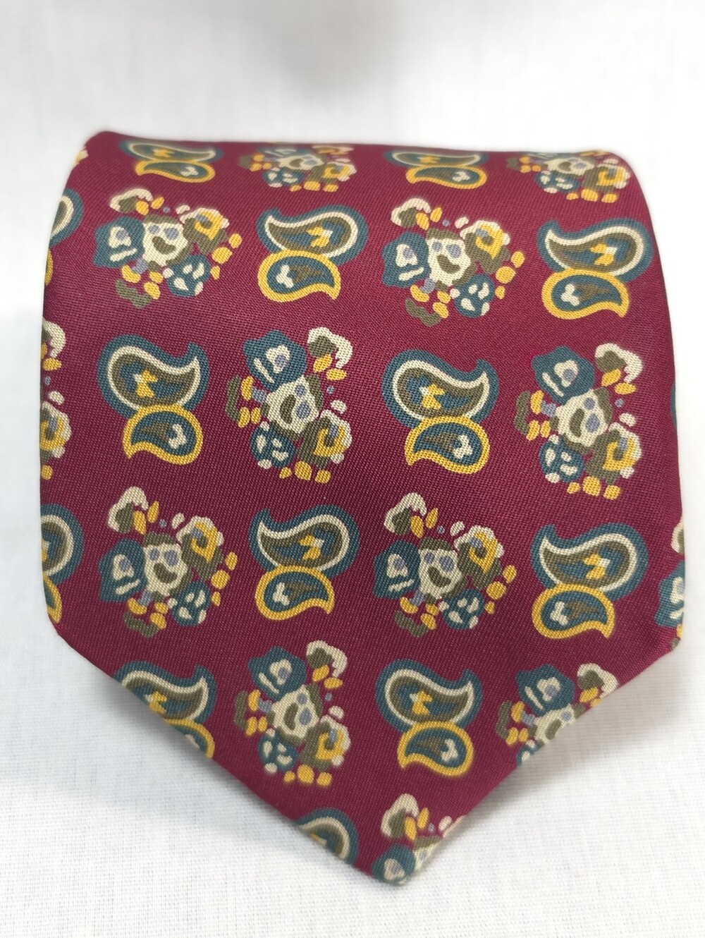 Claiborne Burgundy Paisley and Floral Silk Tie